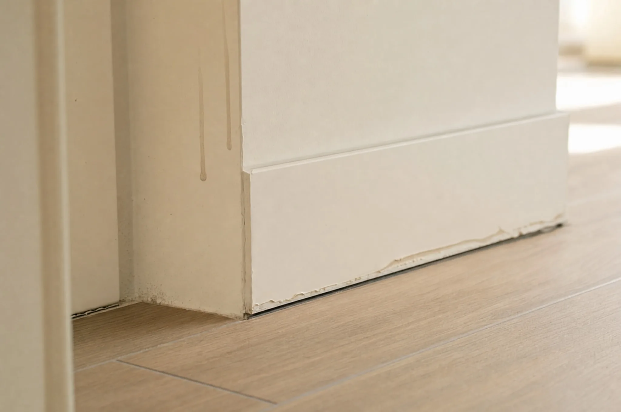 coulure peinture · joint silicone décollé