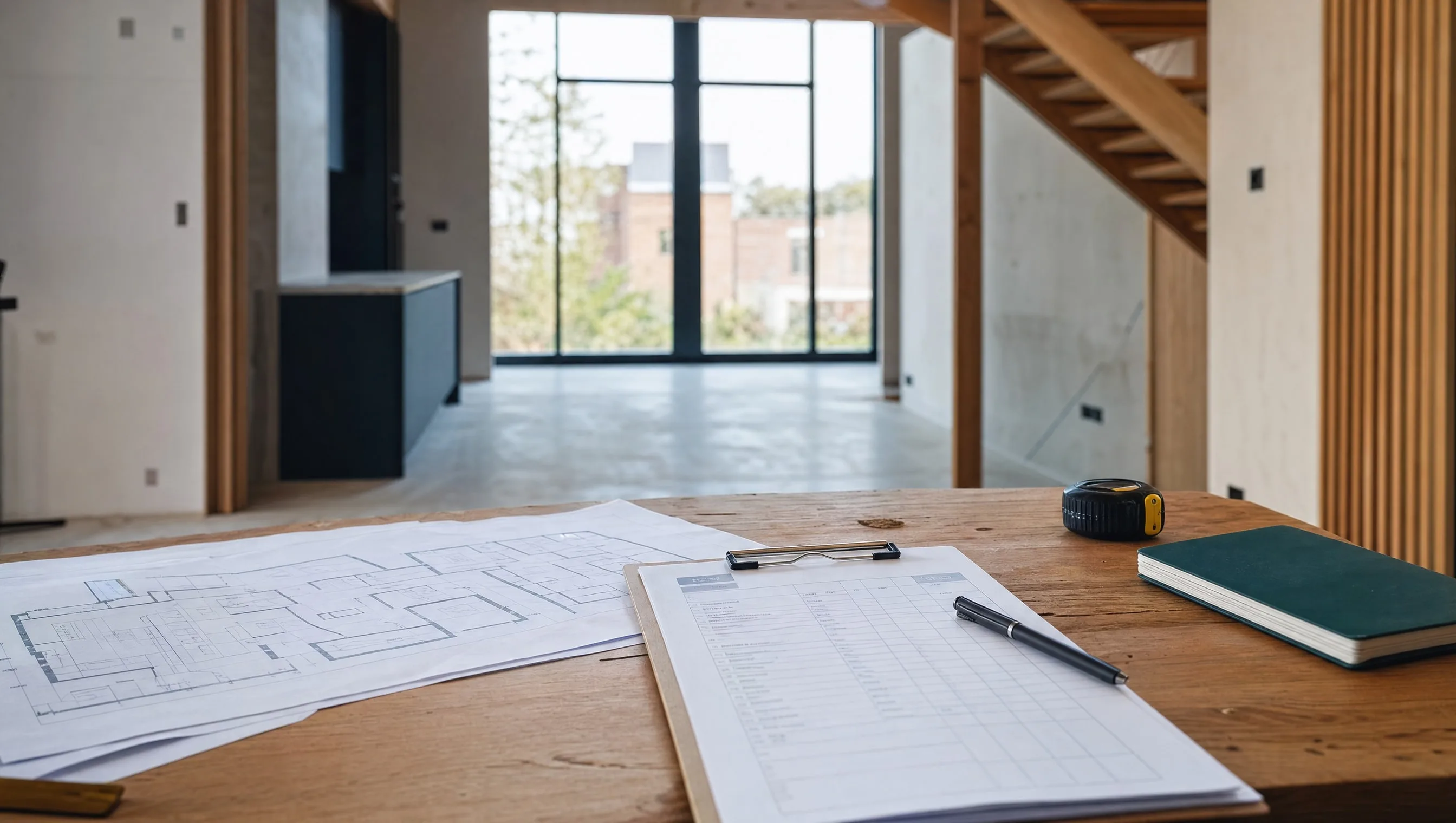 Visite de pré-réception d'une maison neuve avec checklist et plans